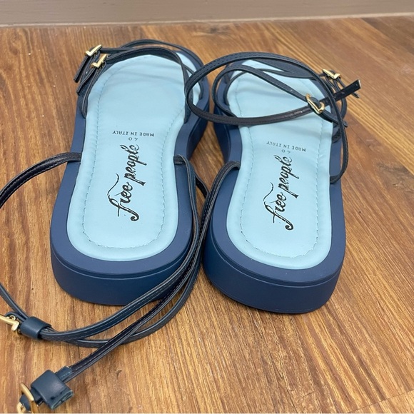 Free People Fionna Leather Strappy Platform Sandals Blue Size 40 - Picture 5 of 7